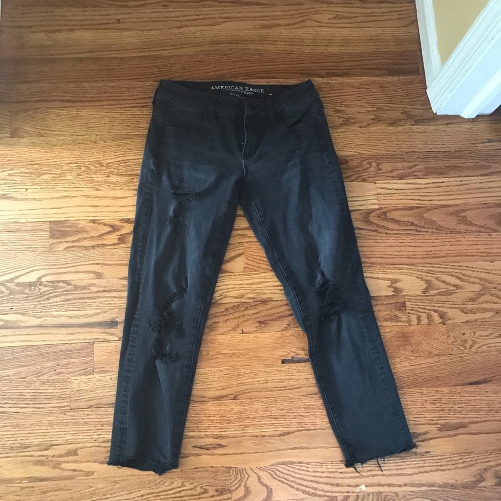 AE black ripped skinny jeans